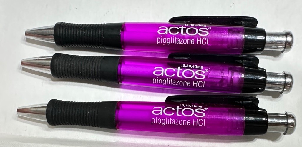 LOT OF 3 ACTOS Drug Rep Advertising Pens Pharmaceuticals Collectable Pharma Rx