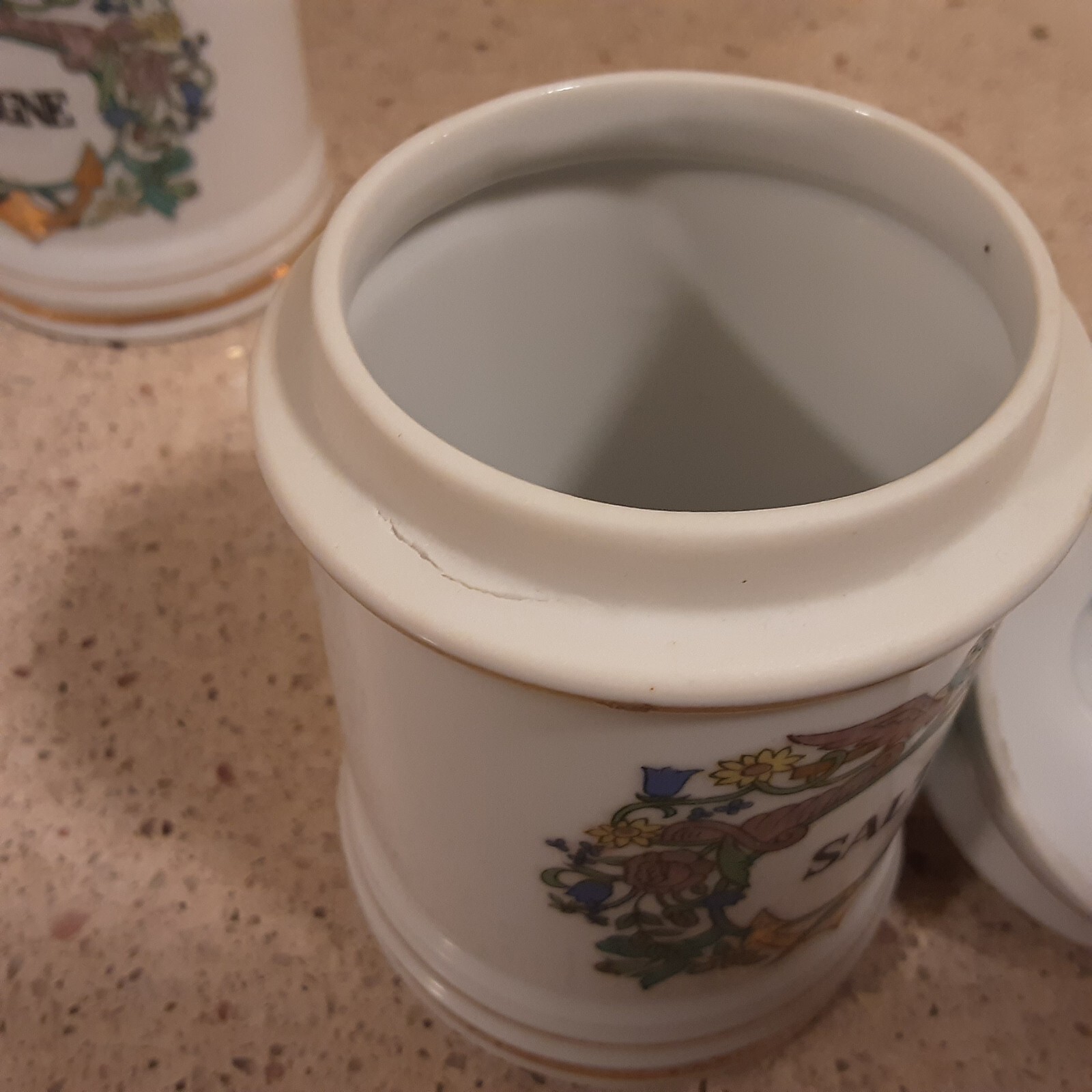 Set of 3 Vintage Ceramic Apothecary Pharmacy Jars with Lids