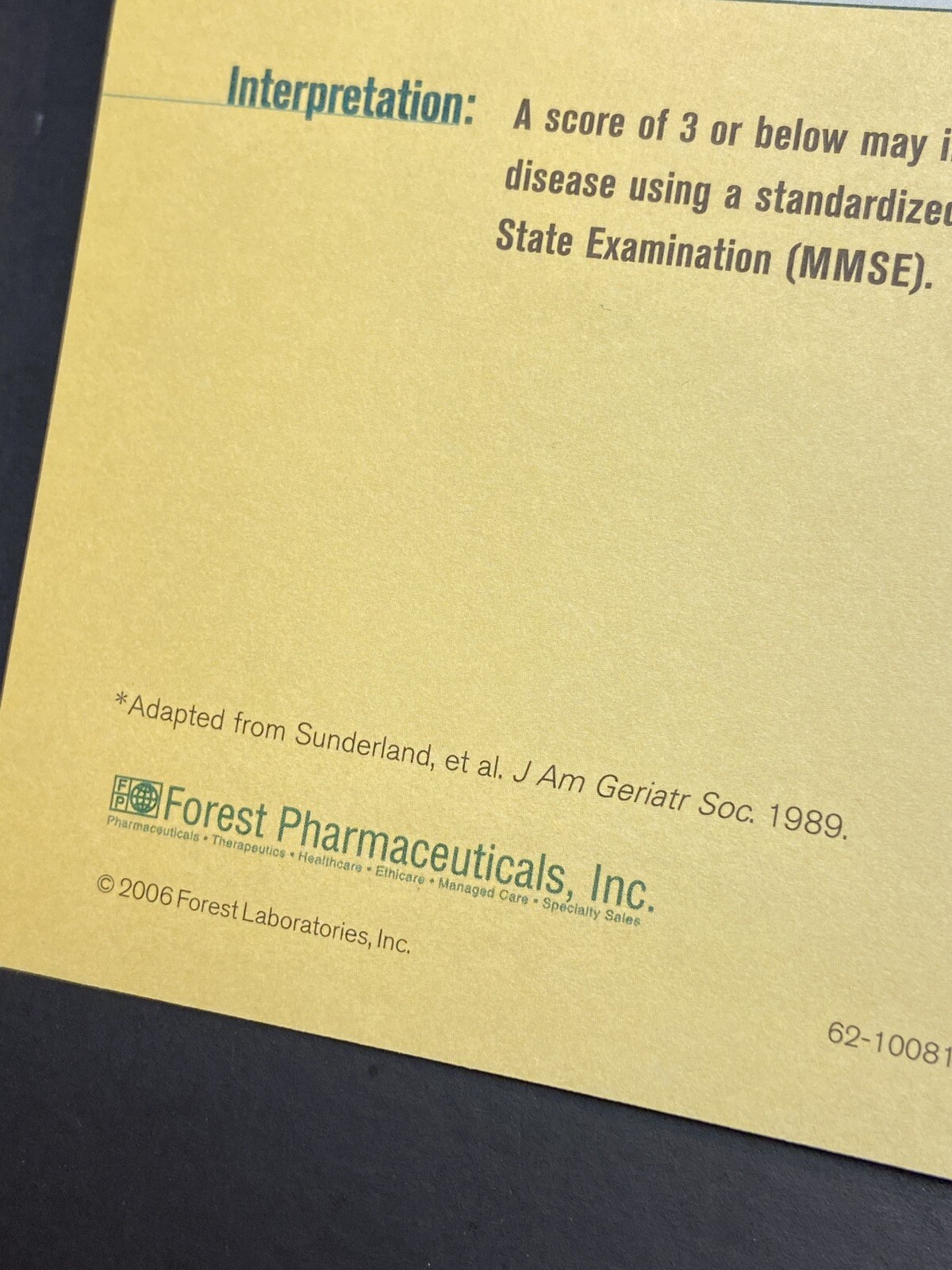 Sticky Note Pad Namenda Clock Med Pharmaceutical Physician Advertising Tablet