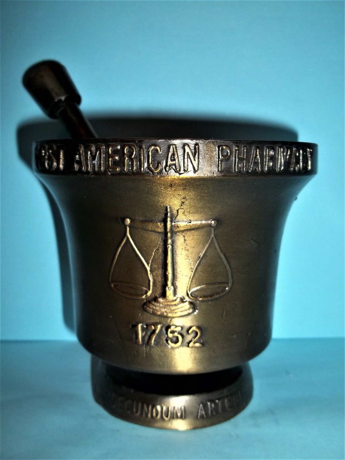 Schering Bronze Mortar & Pestle Andrew Craigle Apothecary~5”Tall~Pharmacist Gift