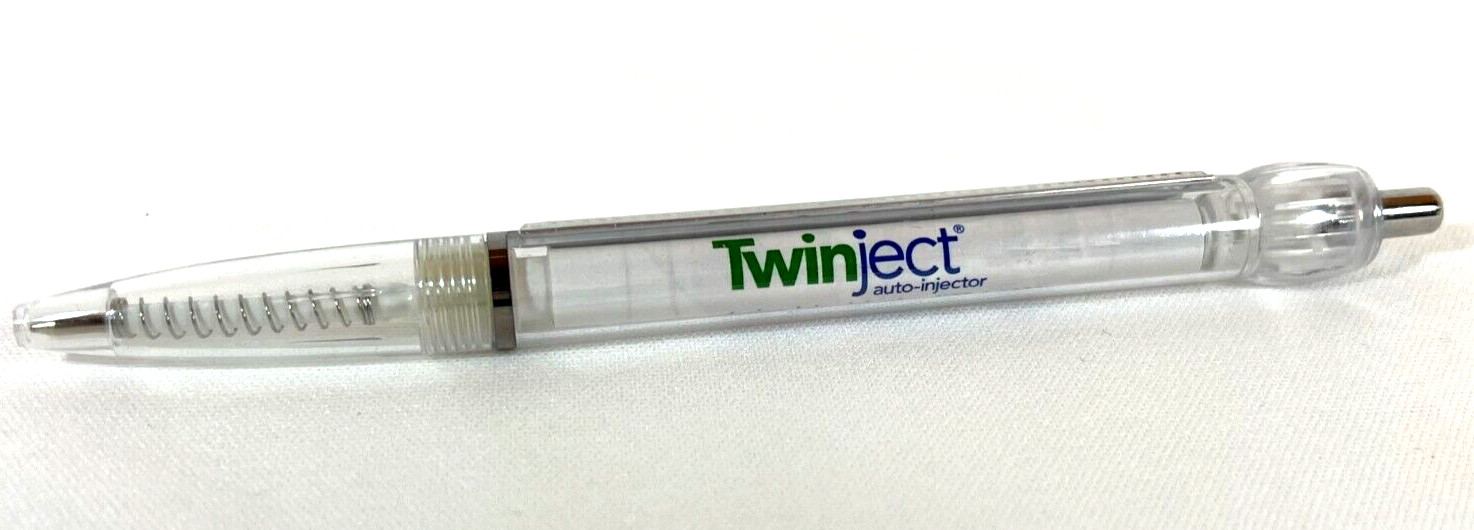 Twinject Drug Rep Collectible Pharmaceutical Clicker Pen w/ Pull Out Instruction