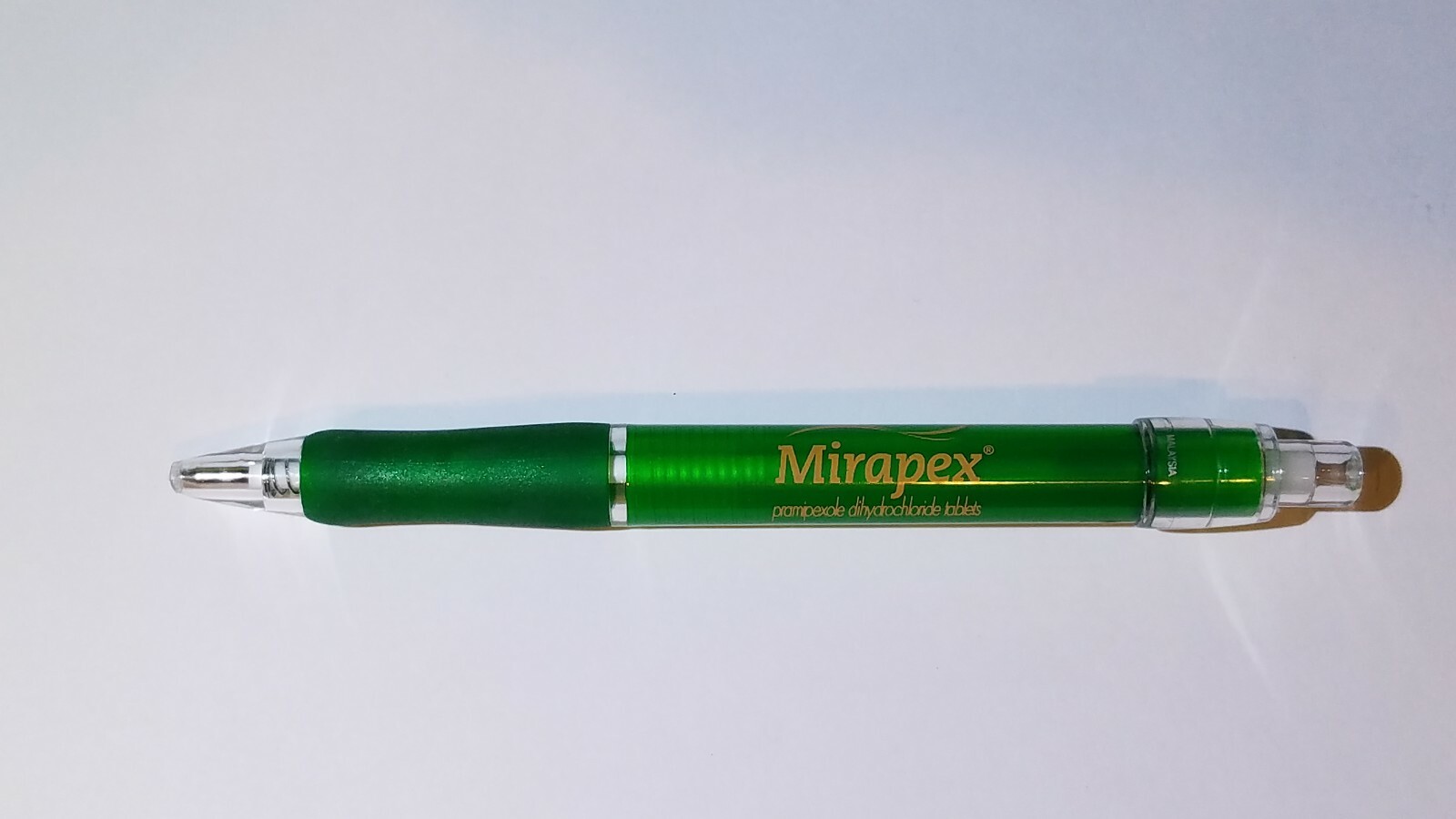 Mirapex Drug Rep Pharmaceutical Click GREEN RARE HTF Plastic PEN Promo Papermate