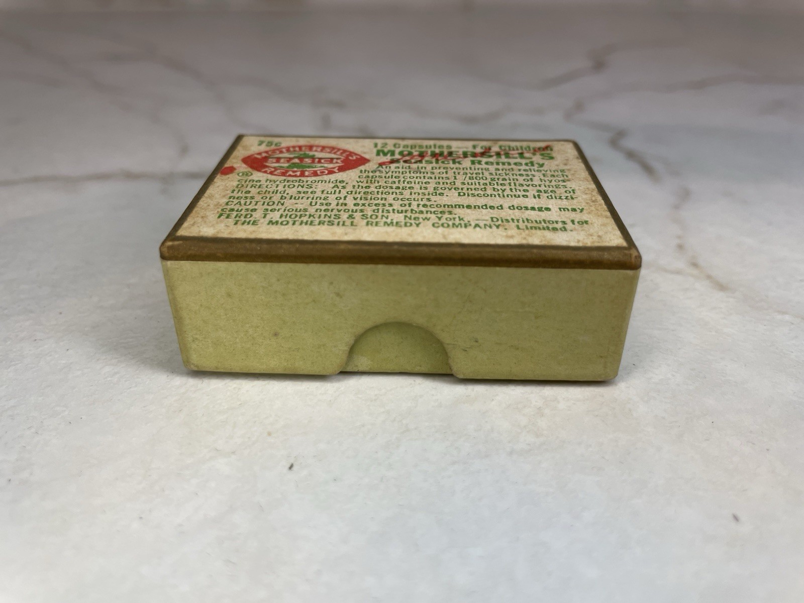 Vintage MOTHERSILL’S Seasick Remedy Medicine Box And Pamphlet – empty