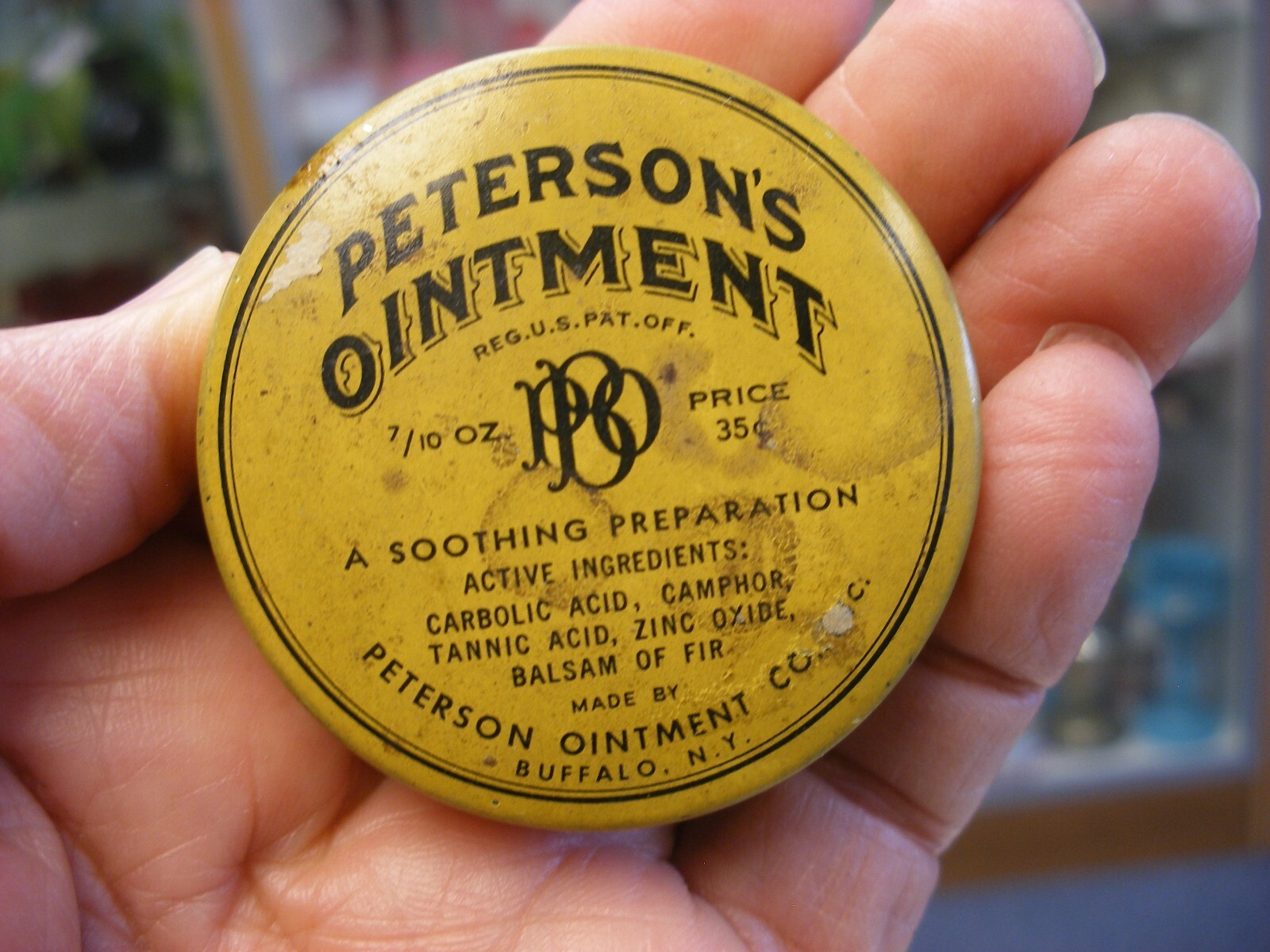 Antique Vtg Medical Dental Pharmacy – Peterson Co. Buffalo NY Ointment Tin