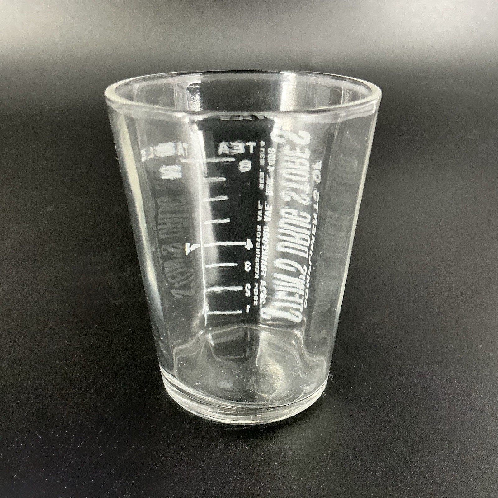 Advertising Medicine Dosing Cup Glass Stein’s Drug Stores Philadelphia PA