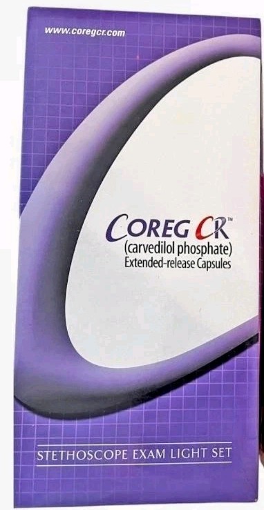 Vtg. COREG CR Drug Rep Promo Stethoscope Exam Light Set Combo Prometrium NOS
