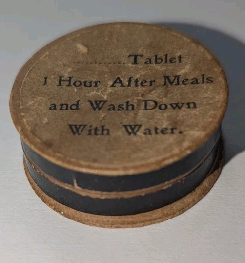 Vintage Cardboard Paper Drug Store Prescription Pill Box w/ Directions
