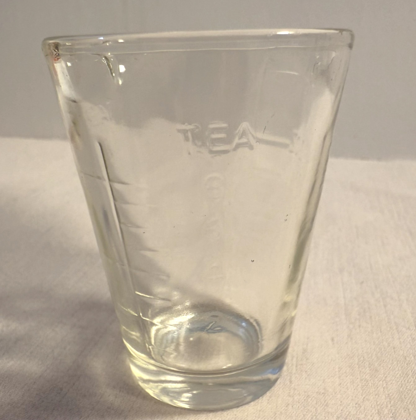 Vintage Glasco Apothecary Measuring Glass Cup with Embossed Graduations & spout