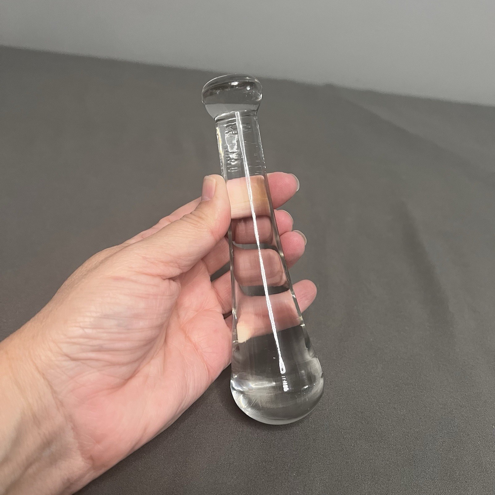 VTG Clear Glass Pestal #8 Apothecary Pharmacist Made In USA Solid