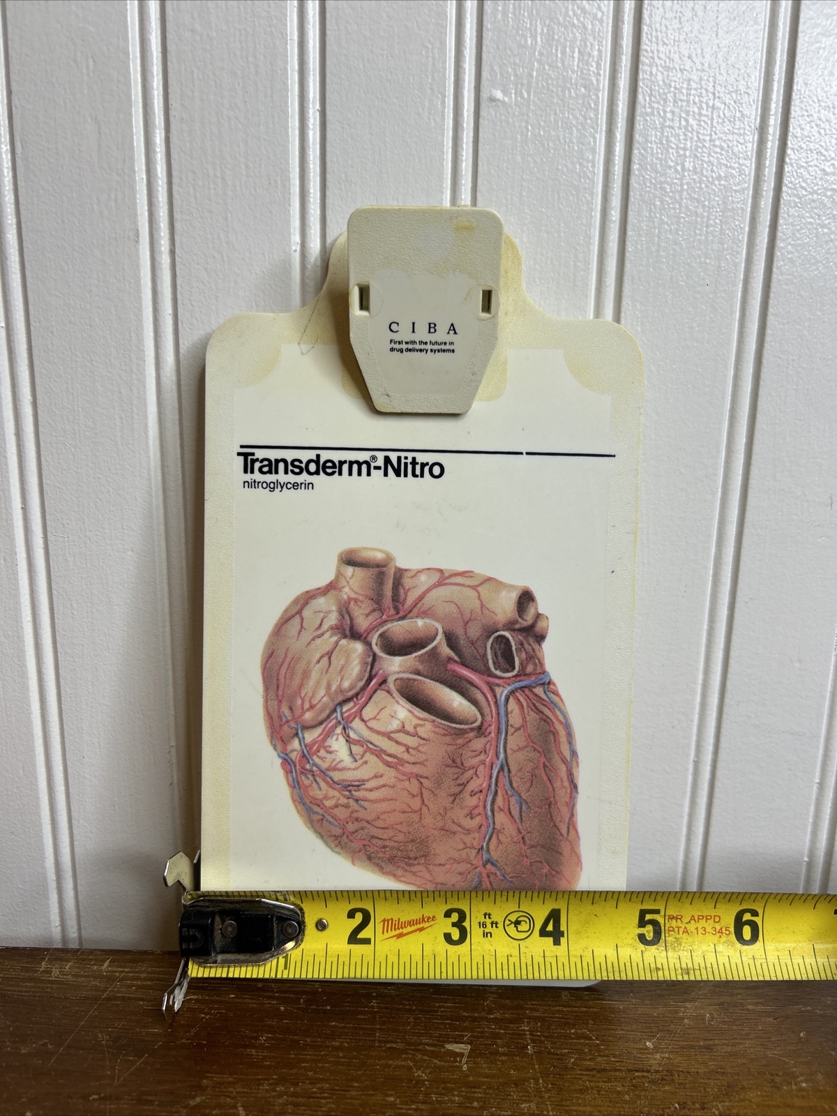 Vintage Human Heart Clip Board Transderm Nitro Advertising Medical J. Netter