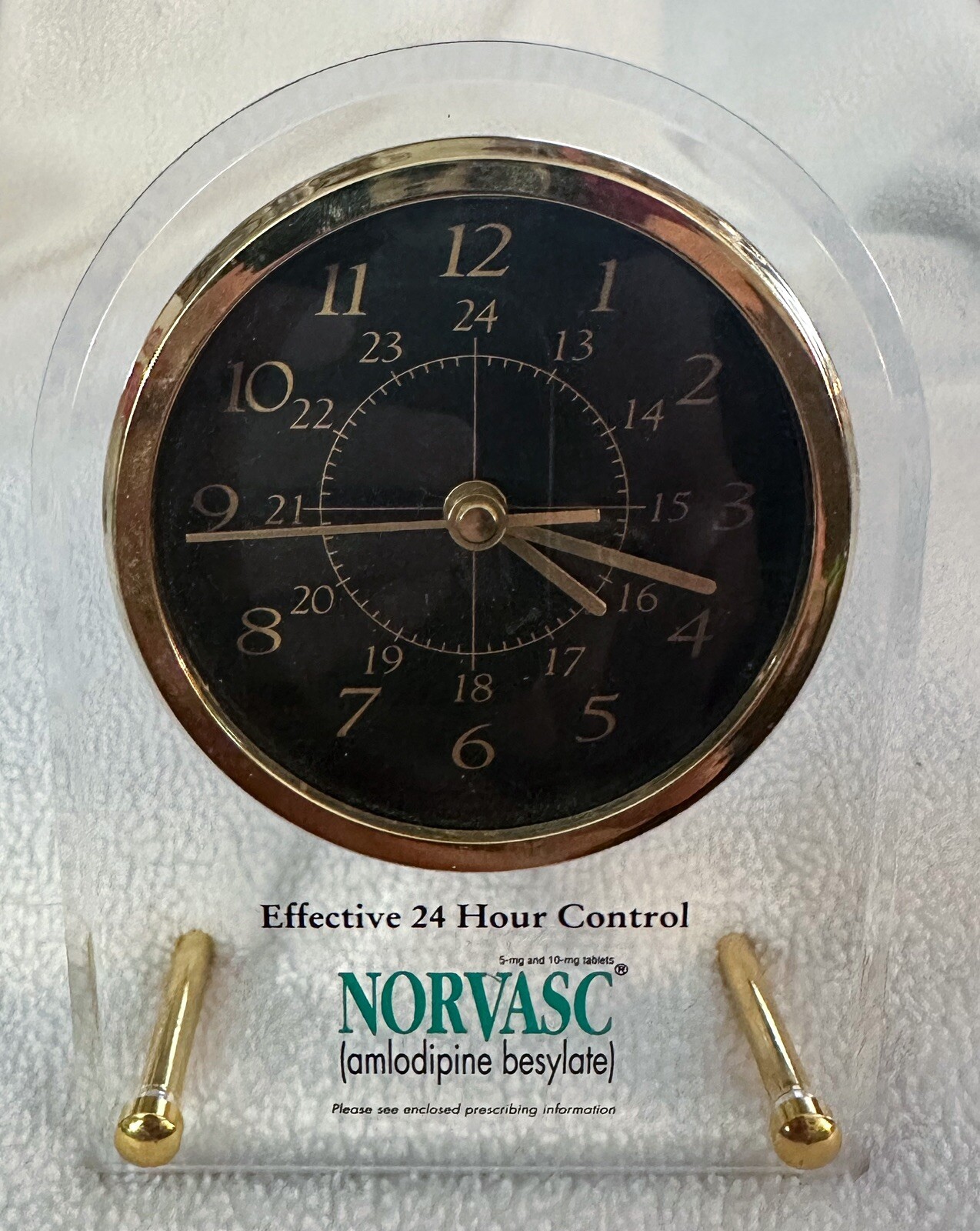 NORVASC Promotional Desk Clock Pharmaceutical Drug Rep Collectible Pfizer Pharma