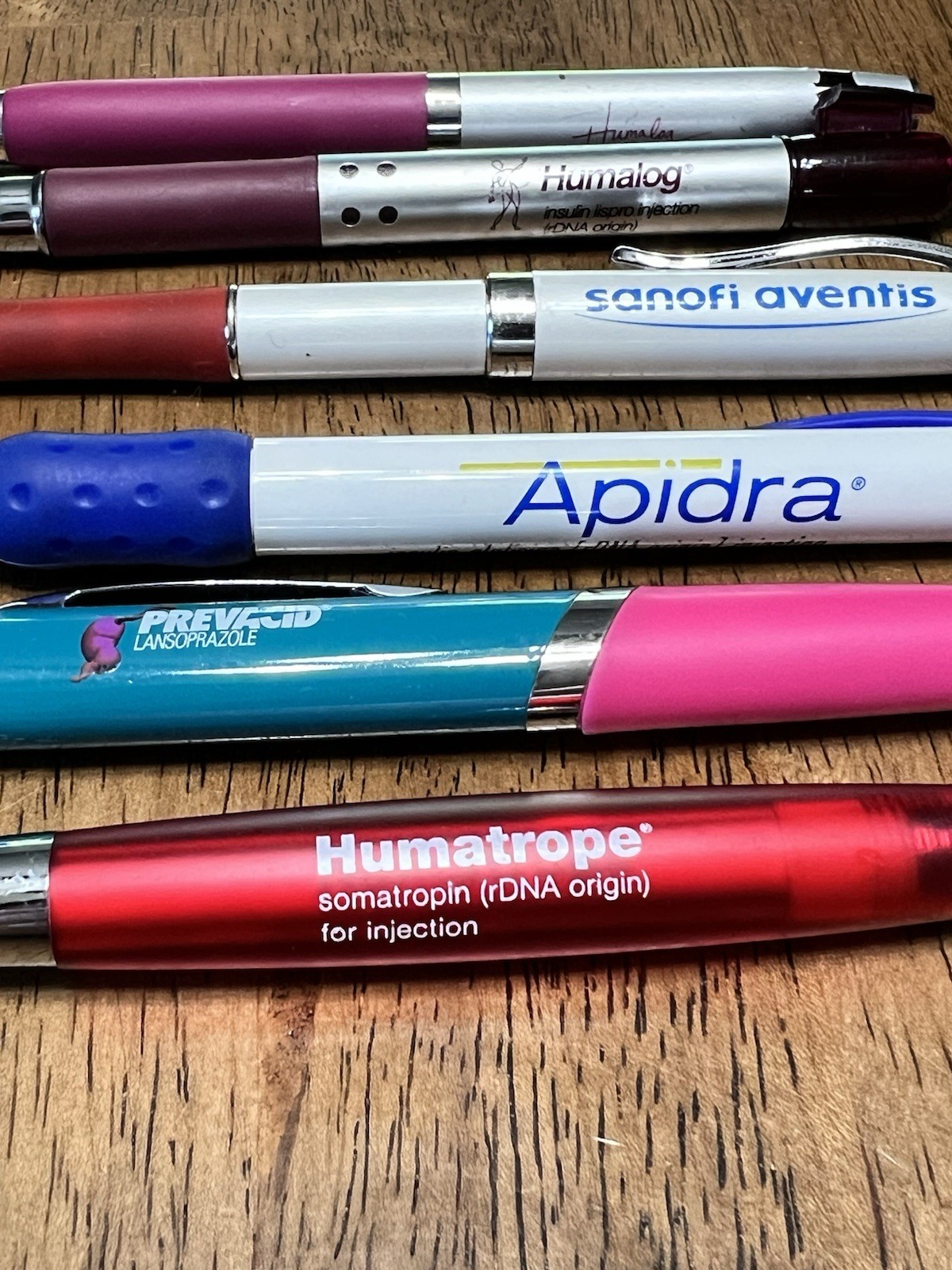 Lot of 6 Drug Rep Metal & Plastic Promo Pens (Dry) Humalog, Prevacid +READ+