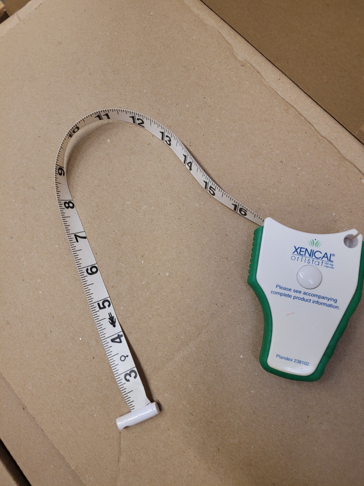 Xenical Drug Rep Measuring Tape w/Retractable Button & Clip – Unisex Adults