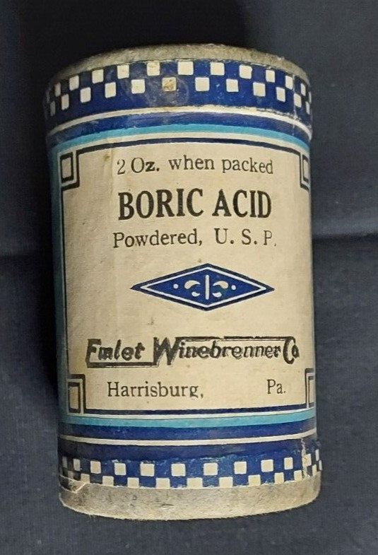 New Old Stock Medicine Container Boric Emlet Winebrenner Co Harrisburg PA