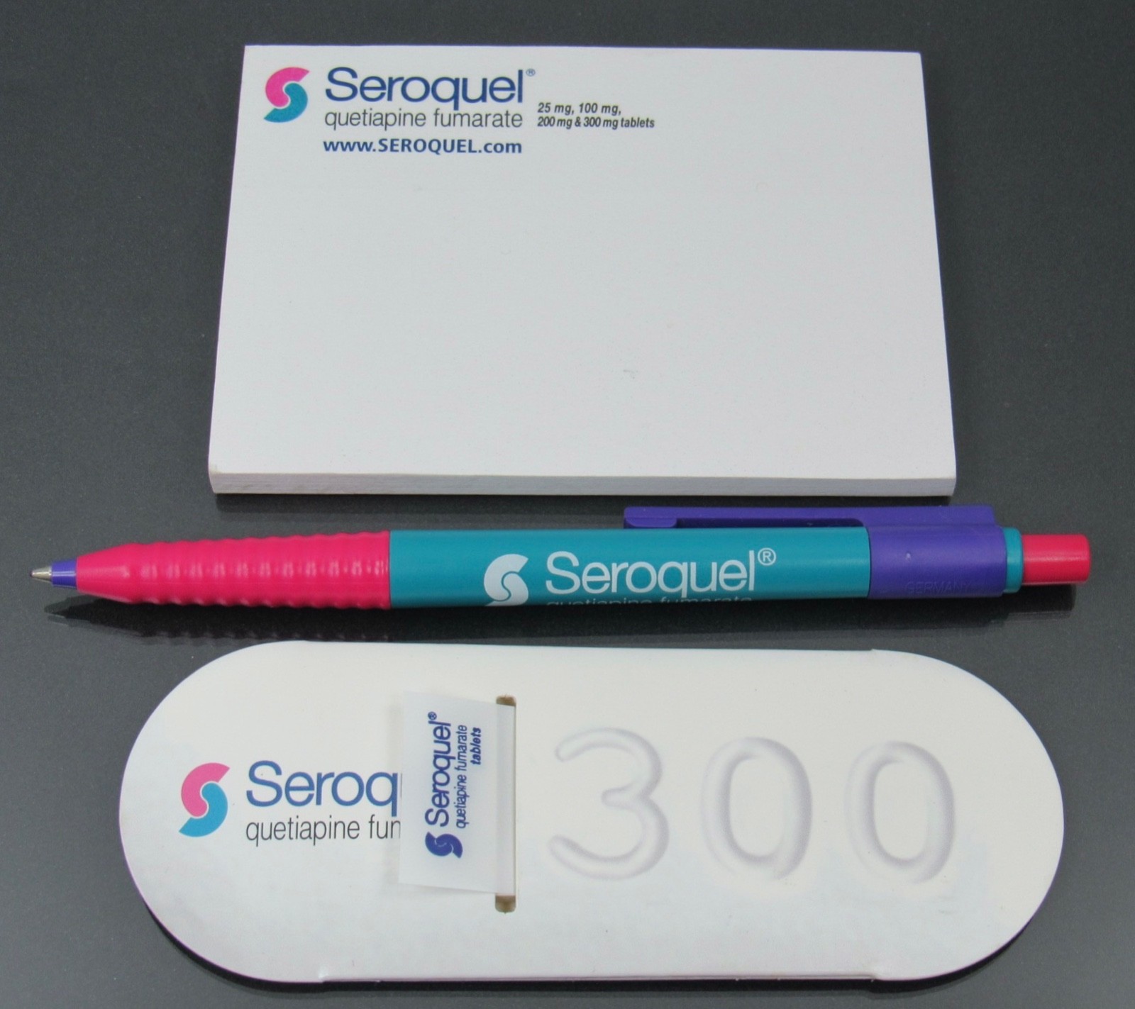 Seroquel PEN, Sticky Notes, Page Flags Drug Rep Pharmaceutical Promo Advertising