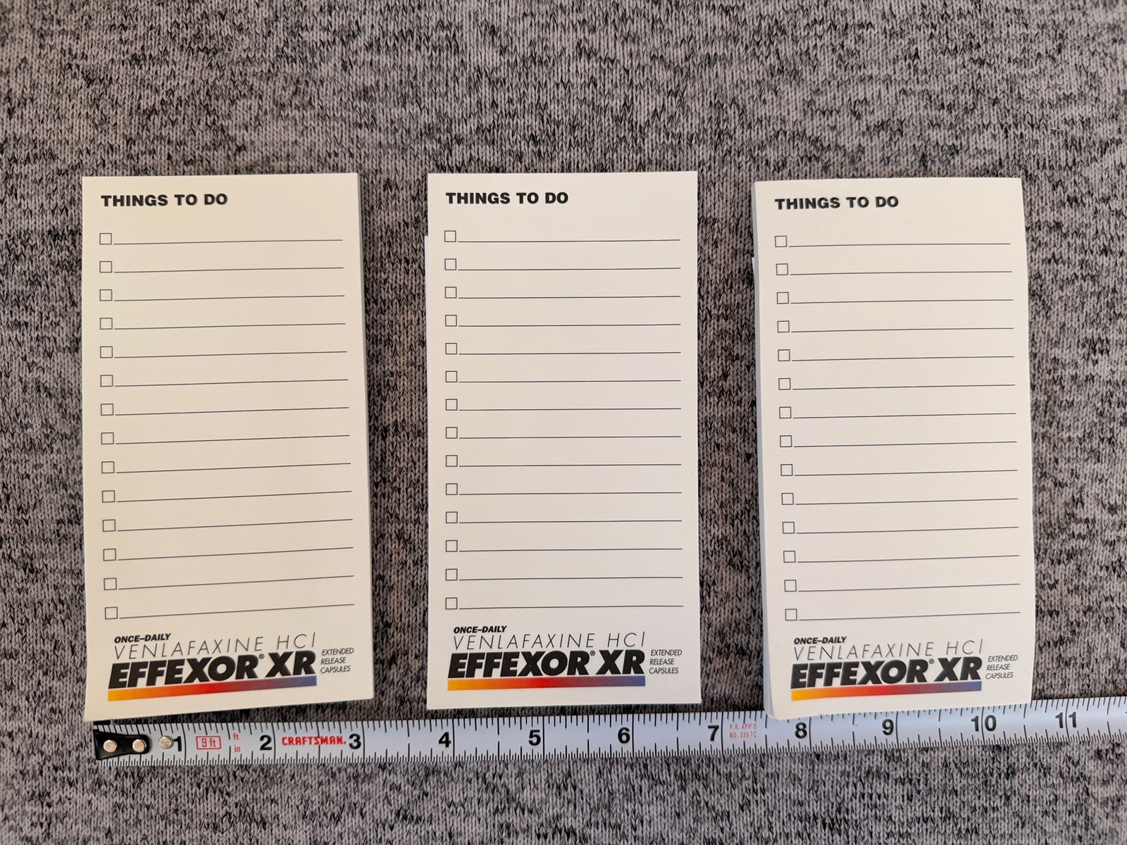 Effexor XR Pharmaceutical Lot of 3 To Do List Notepads Advertising Drug Rep