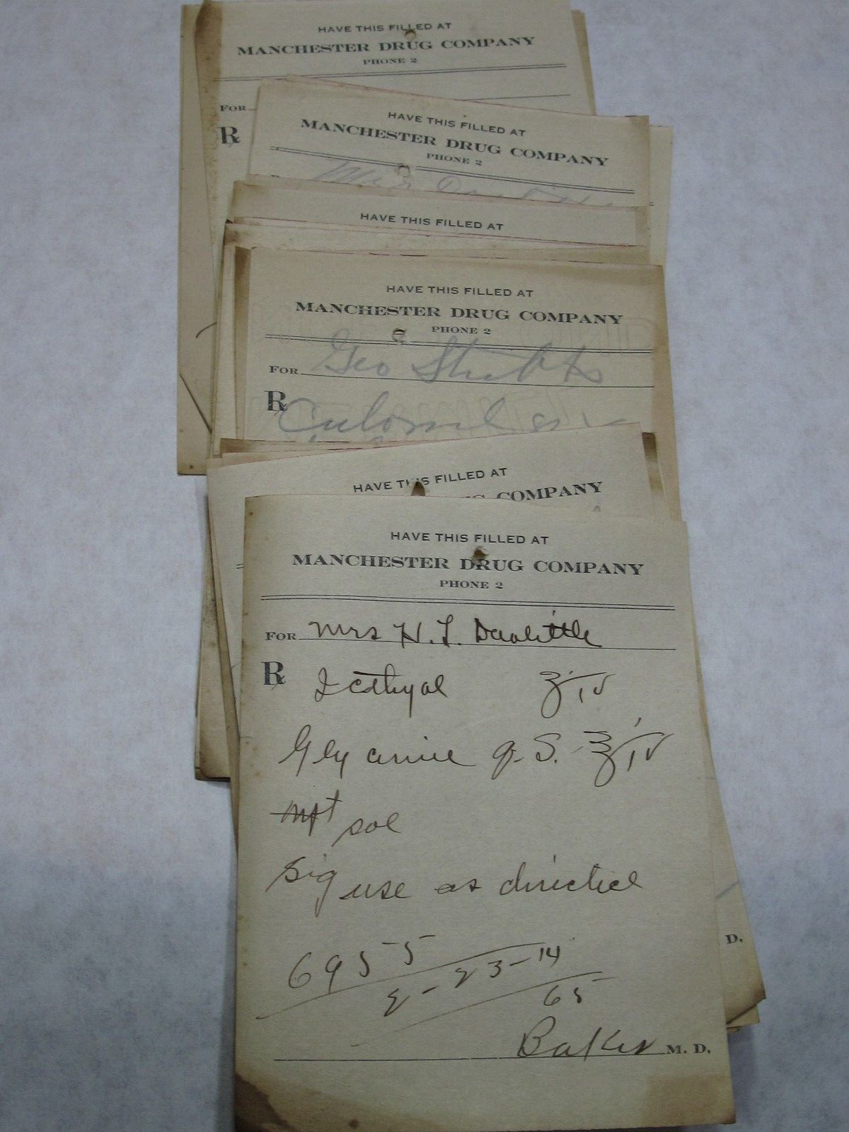 Vintage Drug Store Prescriptions 1914 Manchester, GA Total of 50