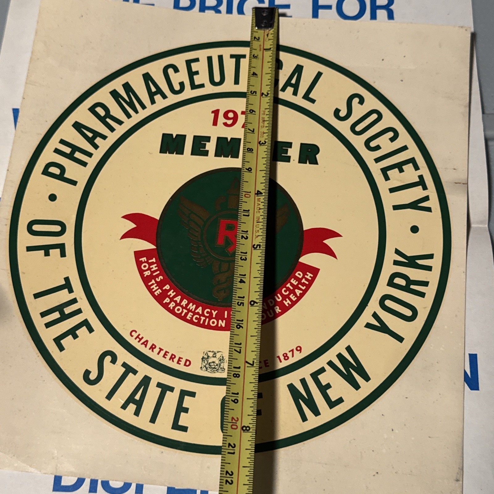 1973 Pharmaceutical Society Of New York Sticker (Decal) / Paperwork