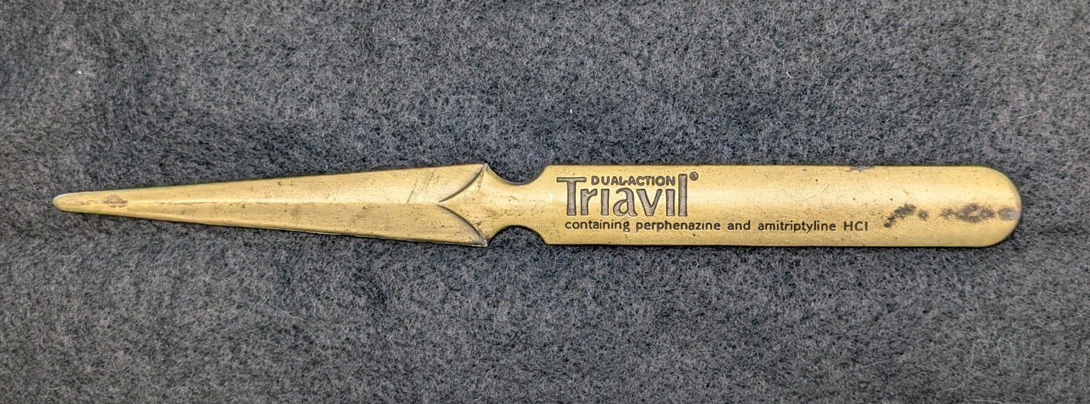 Triavil Discontinued Antidepressant Pharmaceutical Branded Letter Opener W Ruler