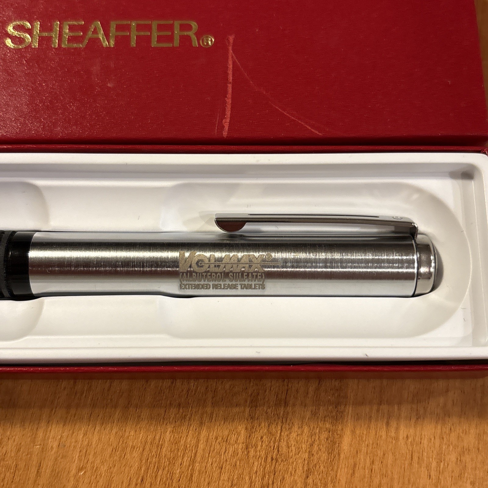 Pharmaceutical Drug Rep Metallic Sheafer Pen Ad Promo Volmax Vintage Works W/box