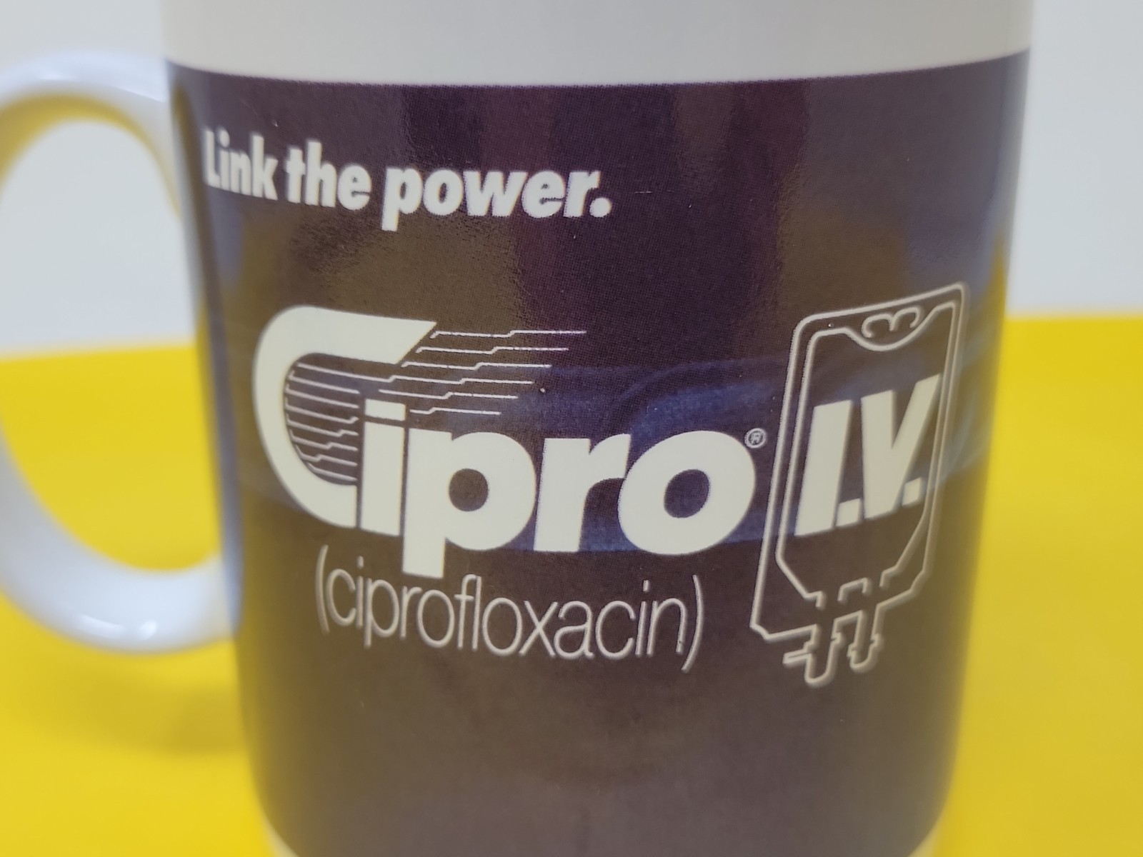 Vintage CIPRO Miles Pharmaceutical Drug Ceramic Mug Advertising RX Promo RARE