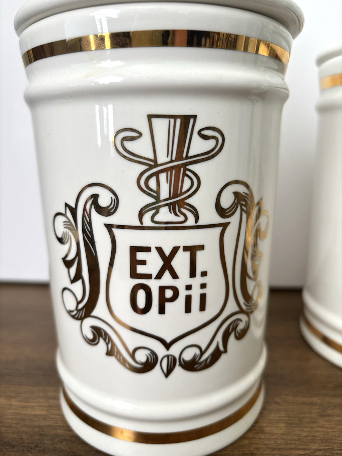 3 Owens Illinois Apothecary Jars Ext Opii (Opium Extract) Hiera Picra (Laxative)