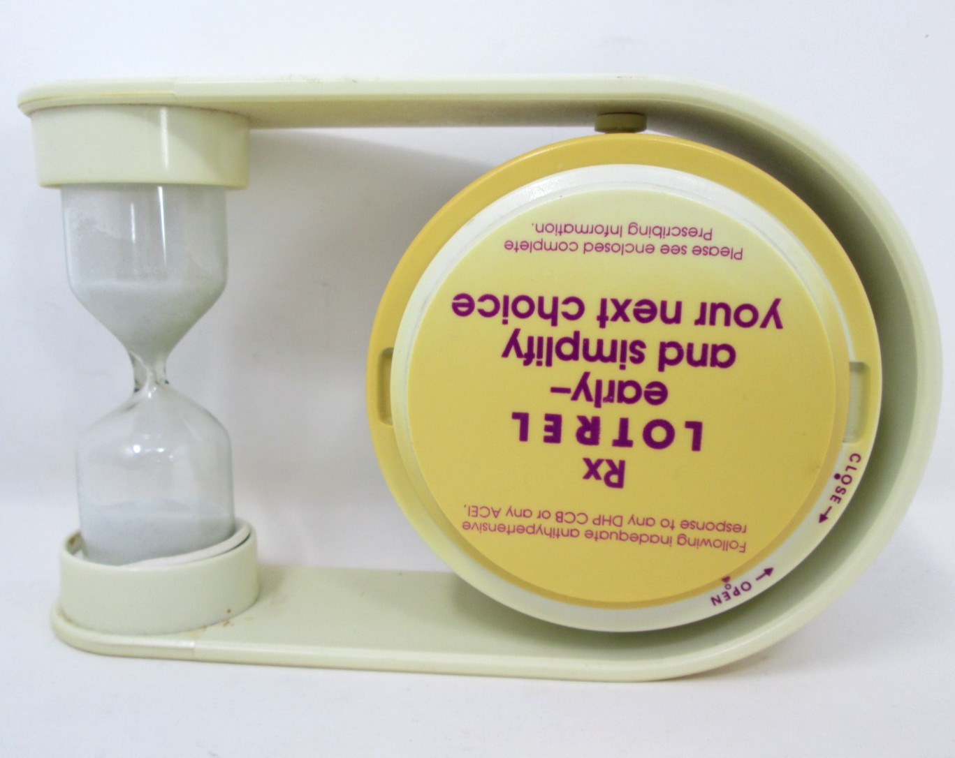 Drug Rep Clock Advertising Pharmaceutical Promo LOTREL Hourglass Battery Op