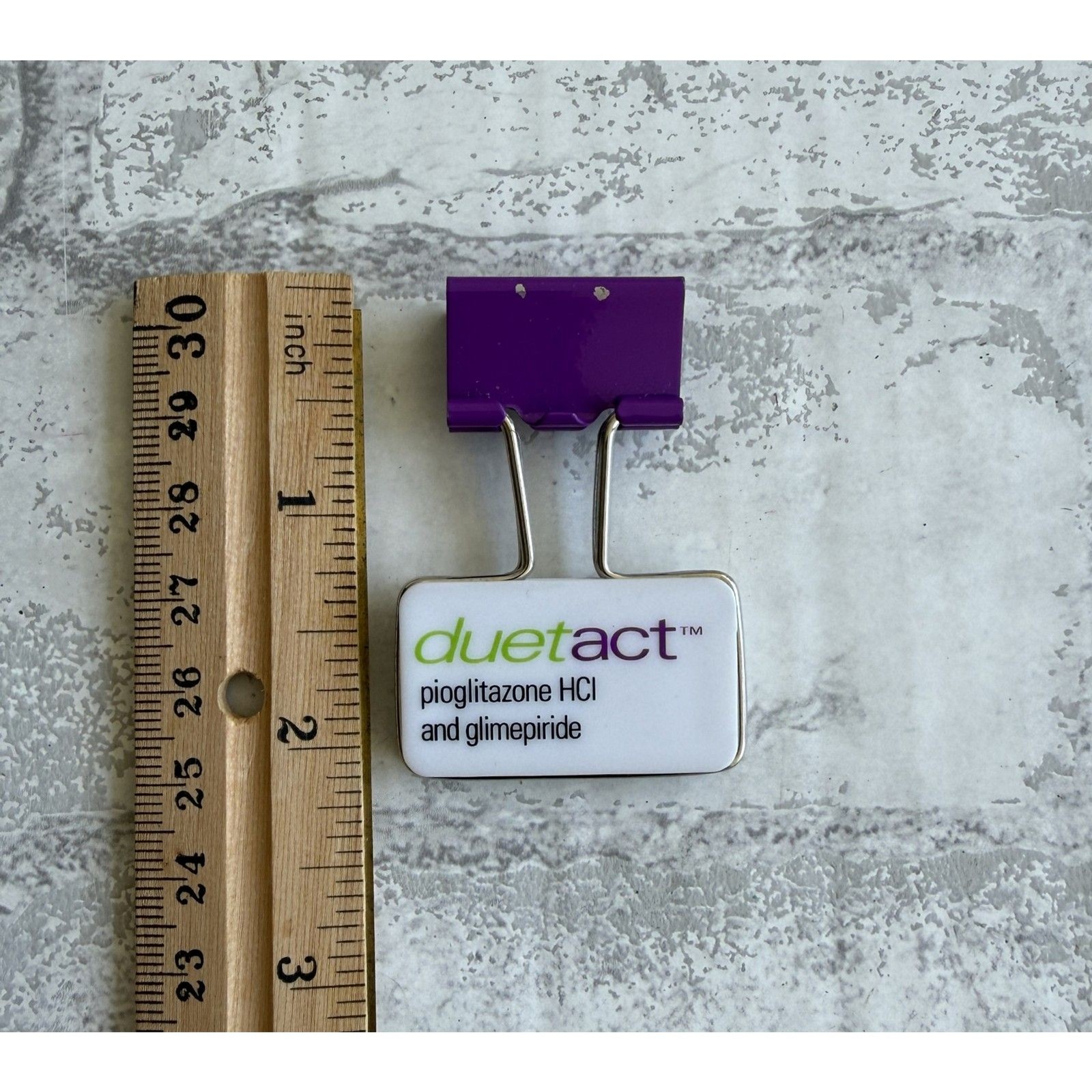 Duetact Pharma Advertising Large Paper Clip Medical Collectible Retro Art