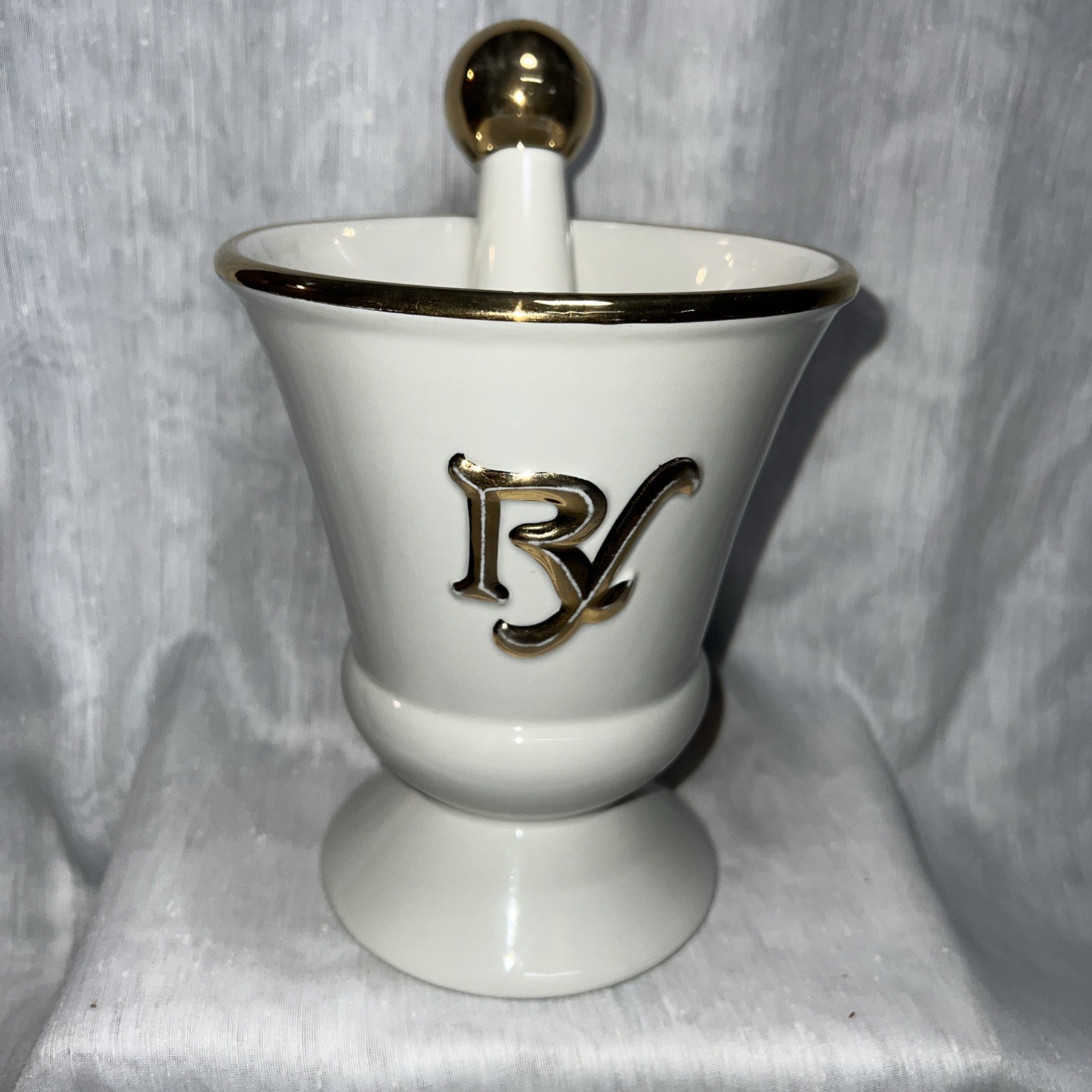 VINTAGE OWENS ILLINOIS “Rx”Pharmacy Apothecary Mortar & Pestle 6 3/4” Tall