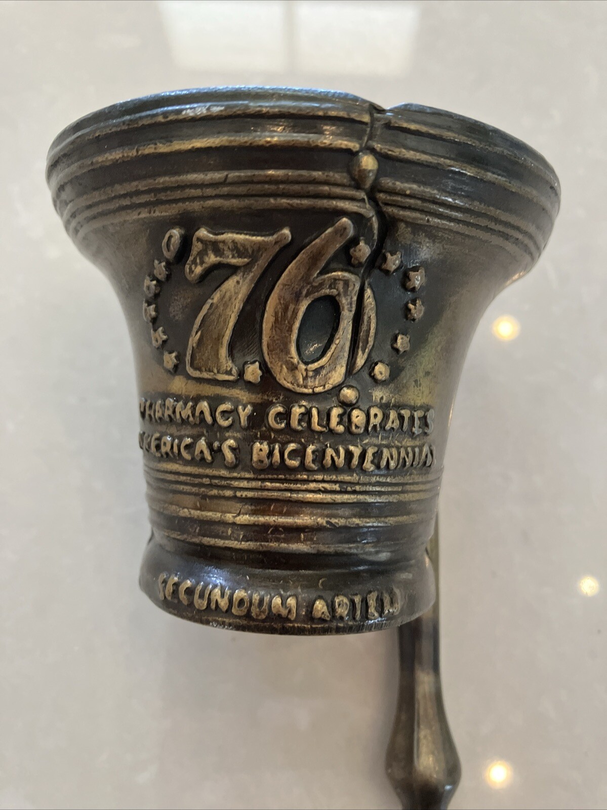 Mortar and Pestle, Metal Small America’s Bicentennial 76 Rx Apothecary Pharmacy