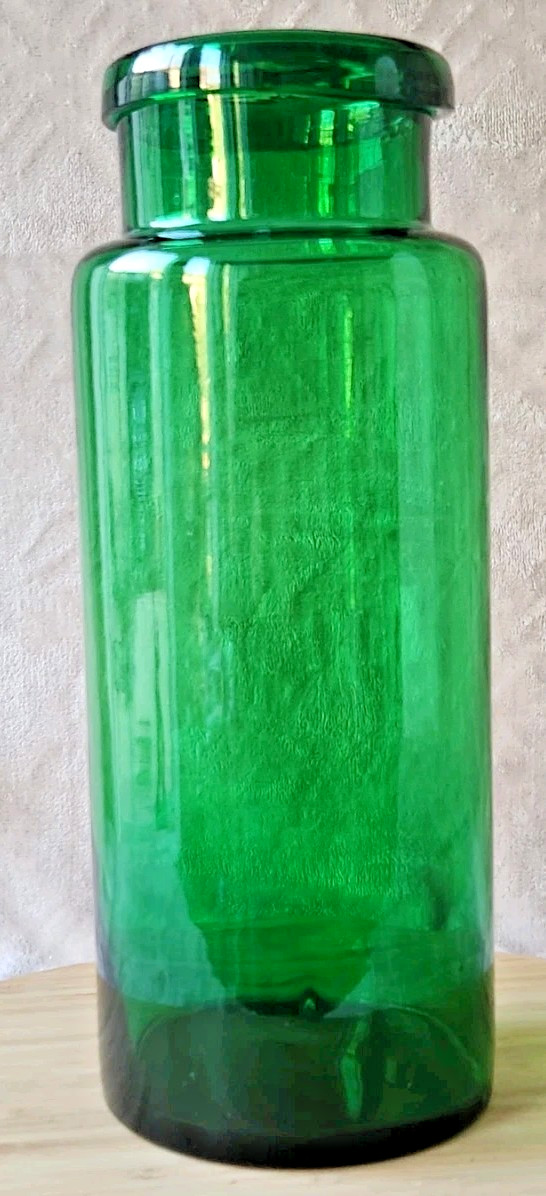 Vintage Large Glass Pharmacy Jar 3 Liters Green Color Ref No 2 Collection