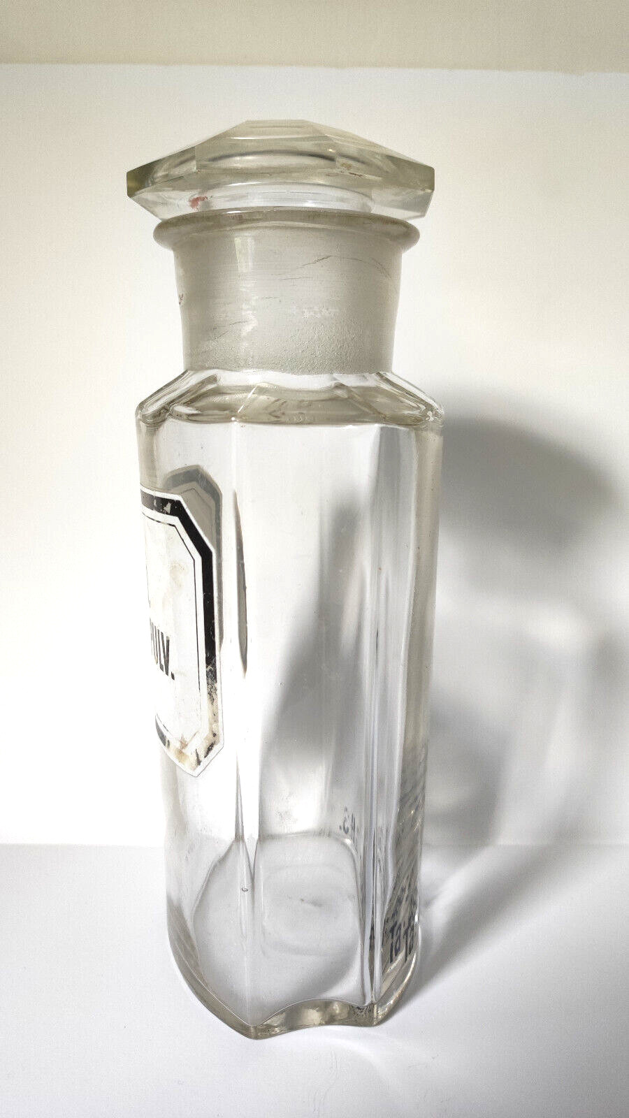 Vintage Crystal Apothecary Pharmacy Clear Jar 800 ml RAD. LIQUIR. PULV.