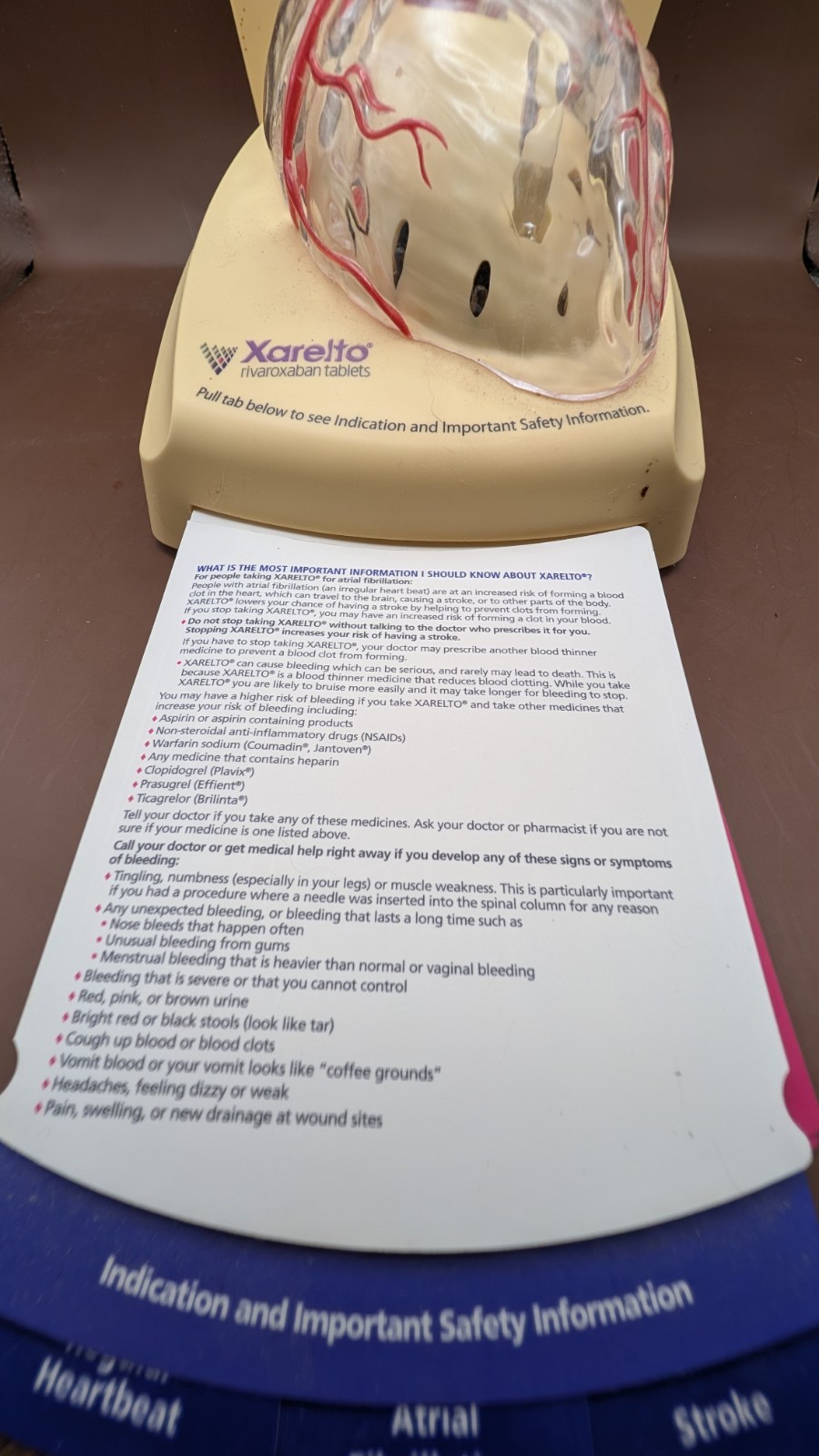 Xarelto Doc. heart display light up sound medical heart beat Pull tab info cards