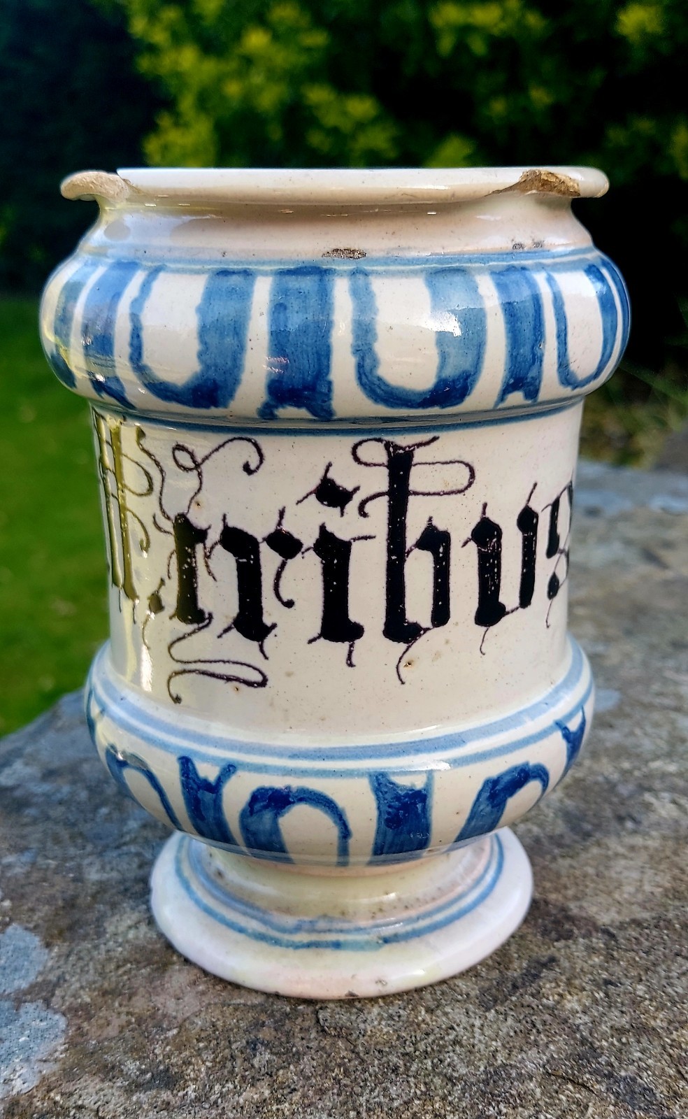 17thC Blue & White Albarello Drug Pharmacy Jar