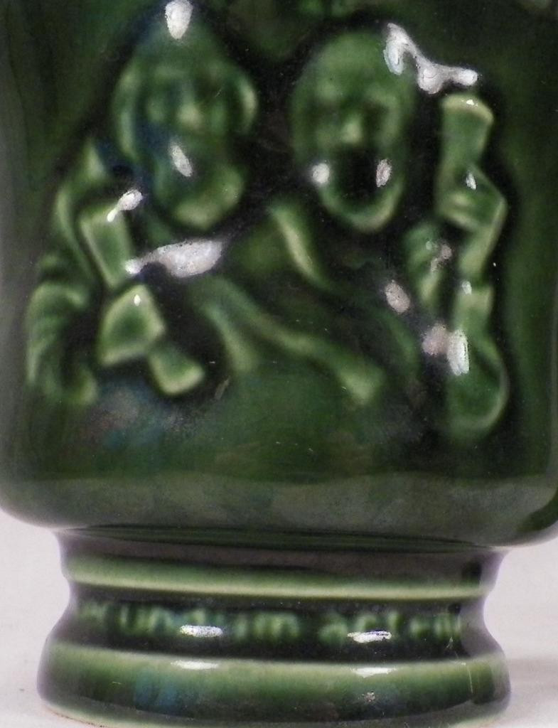 McCoy Cosmas & Damien Mug Mortar & Pestle Green Pottery Advertising Schering