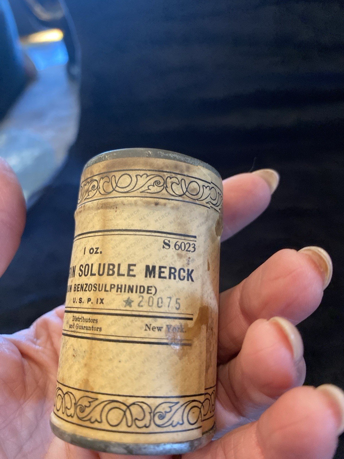 Vintage Merck & Co SODIUM BENZOSULPHINIDE Apothecary Collectable. Sealed