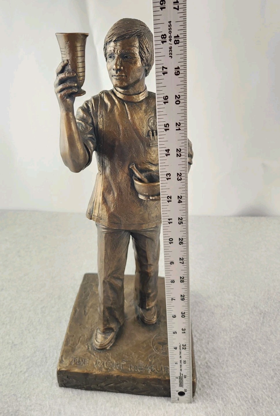 XL Bronze Apothecary Pharmacist Pharmacy Statue Trophy Award Figure Vtg