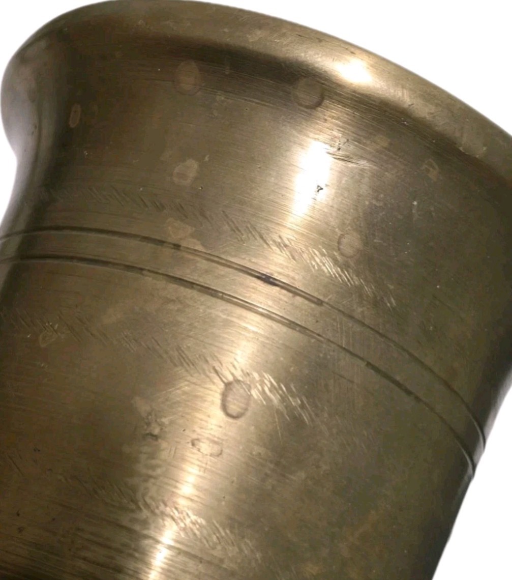 Apothecary 5.3lb Brass Mortar and Pestle 6″x4.75″ Chalice Goblet Form Vintage
