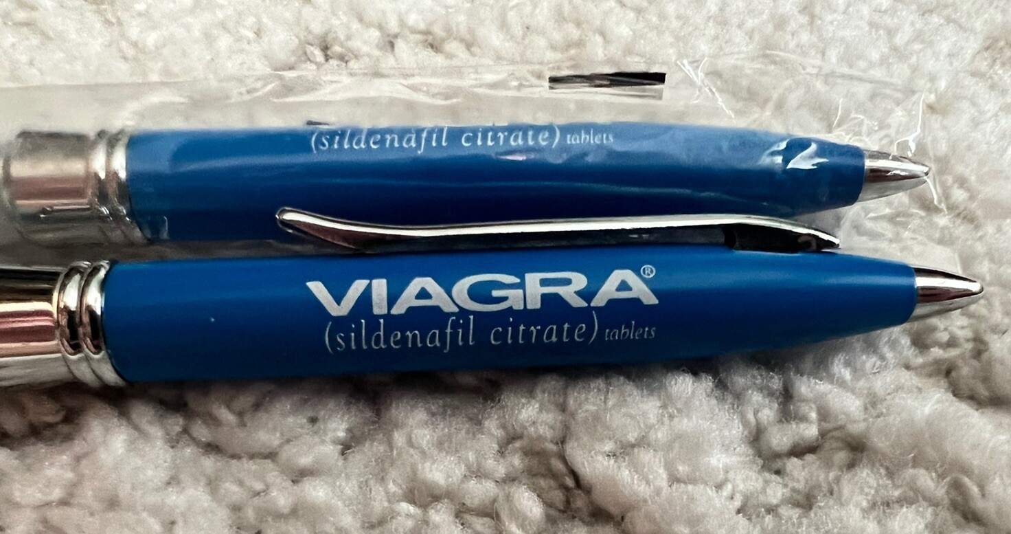 2 Heavy Metal Viagra Pens Blue Vien Marble Gripper ( New )
