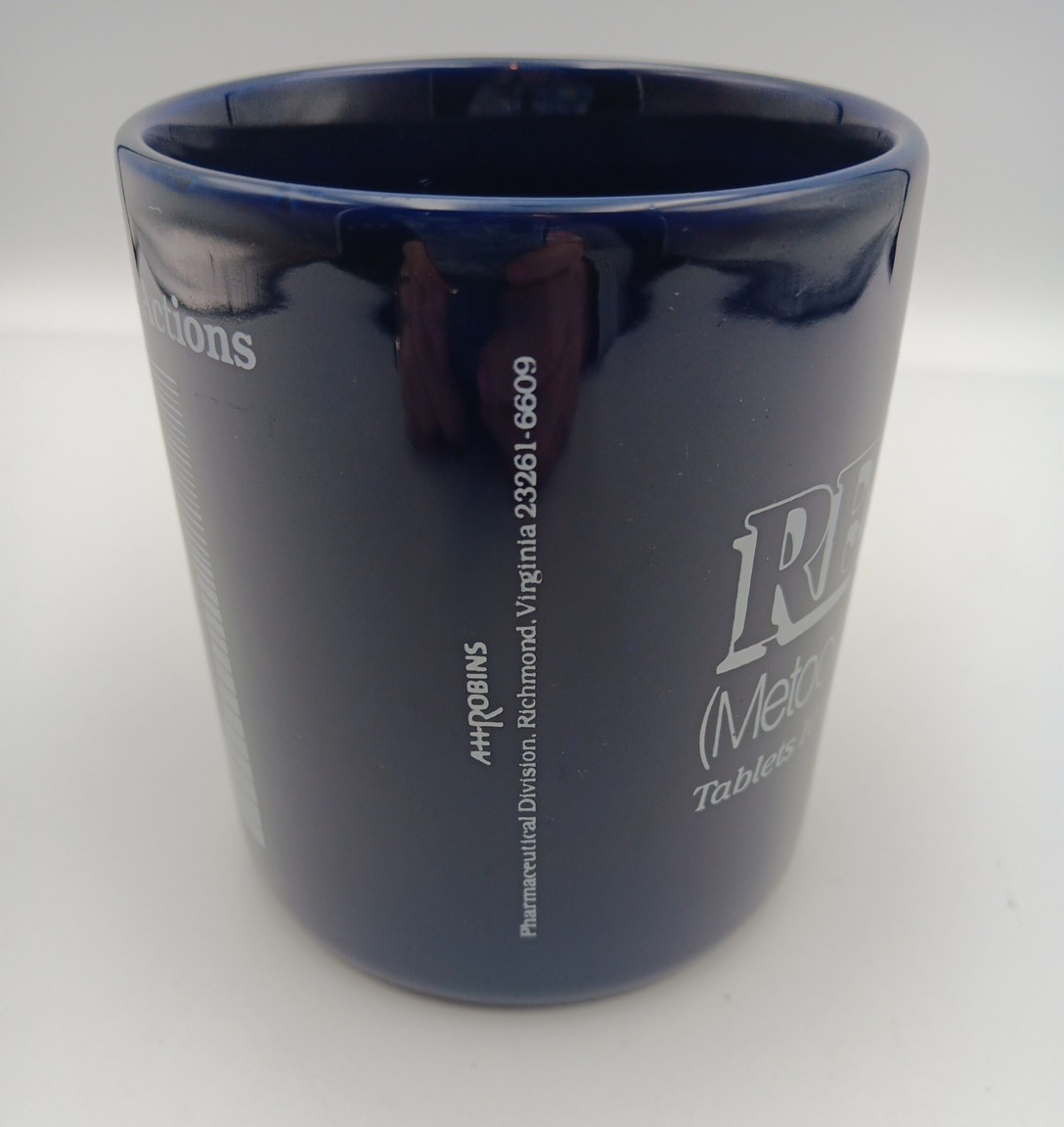 Reglan Pharmaceutical Coffee Cup Mug Drug Rep Advertising Blue White 10oz