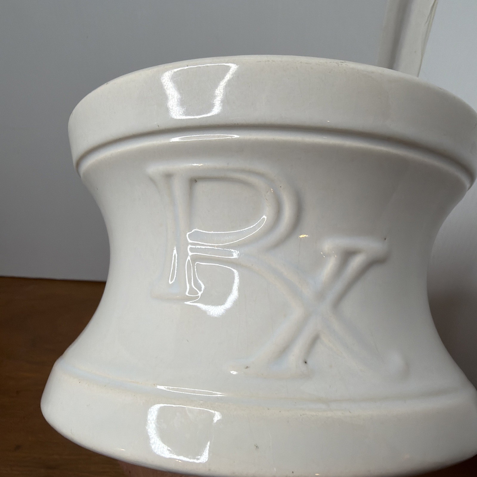VINTAGE RX Pharmacy DISPLAY Large Mortar and Pestle White