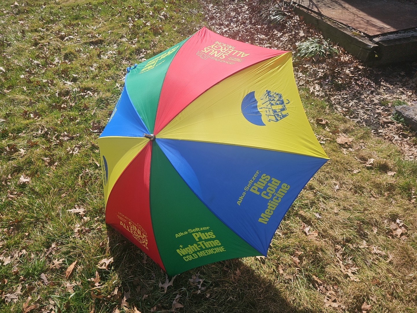 Vintage Alka – Seltzer Rainbow Umbrella Pharmaceutical Advertising Ad Sign VTG