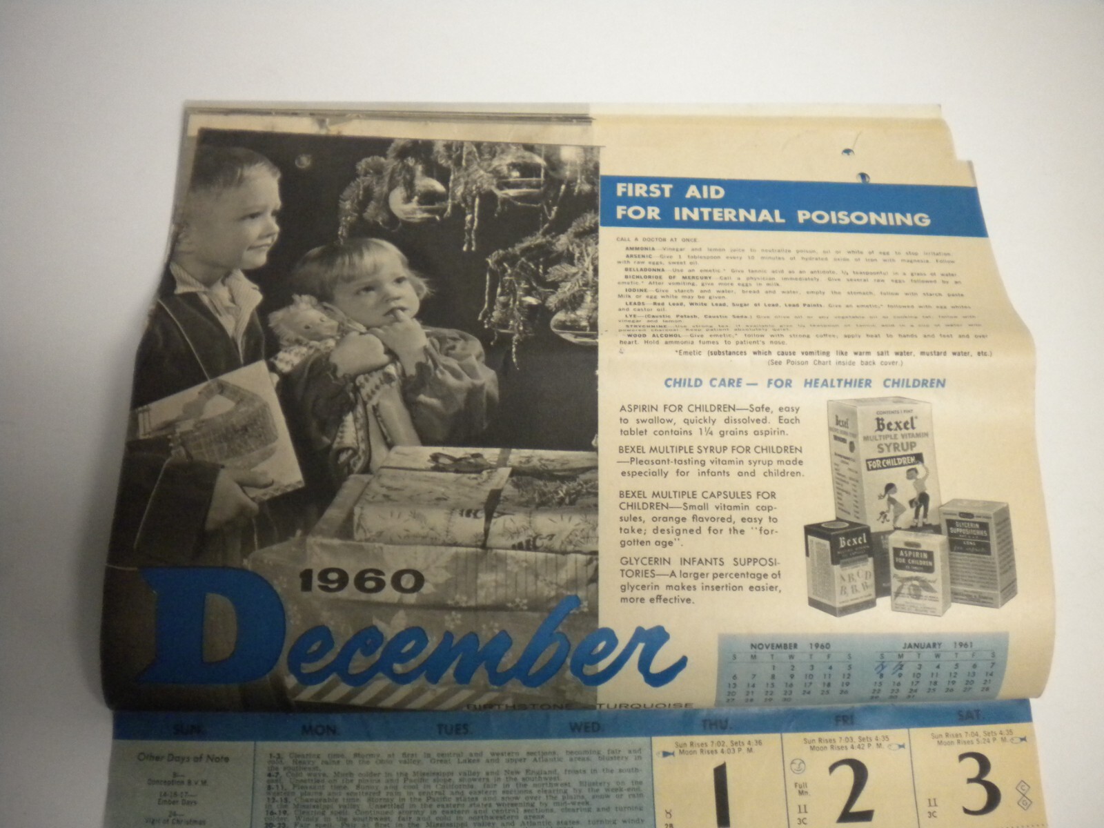 Vintage 1960 McKesson’s Medicine Calendar Michels Pharmacy Clearwater FL 60s VTG