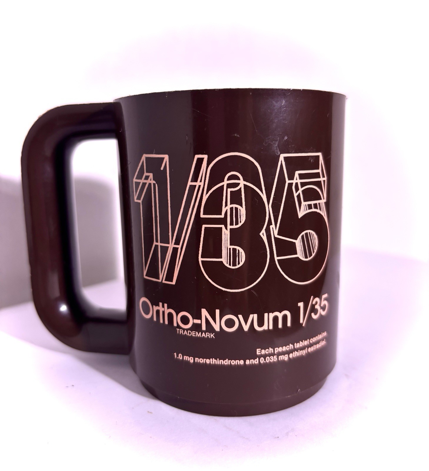 Vintage Ortho-Novum 1/35 Birth Control Pill Blue Pharma Promo PlasticCoffee Mug