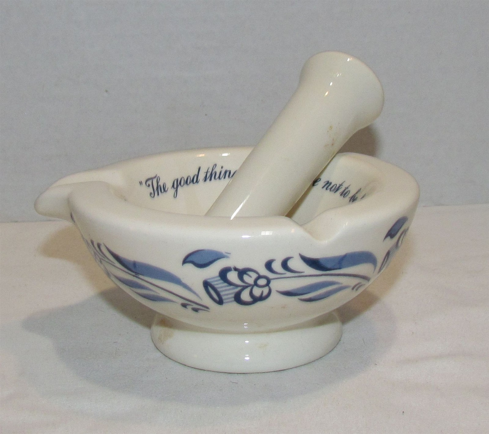 Vintage Merck Sharp Dohme Mortar & Pestle Pharmacy Ashtray w/Charles Lamb Quote
