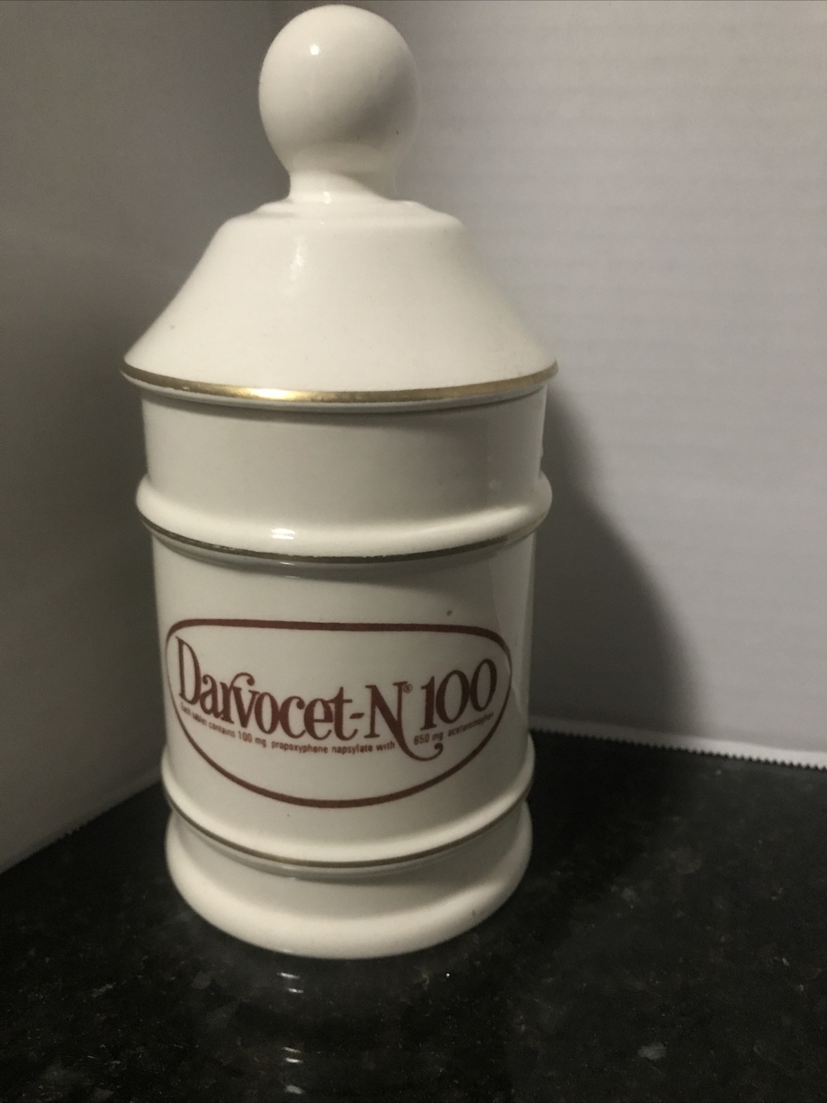 Darvocet N 100 Porcelain 7” Apothecary Jar Lofisa Lilly Pharmaceutical Darvon 65