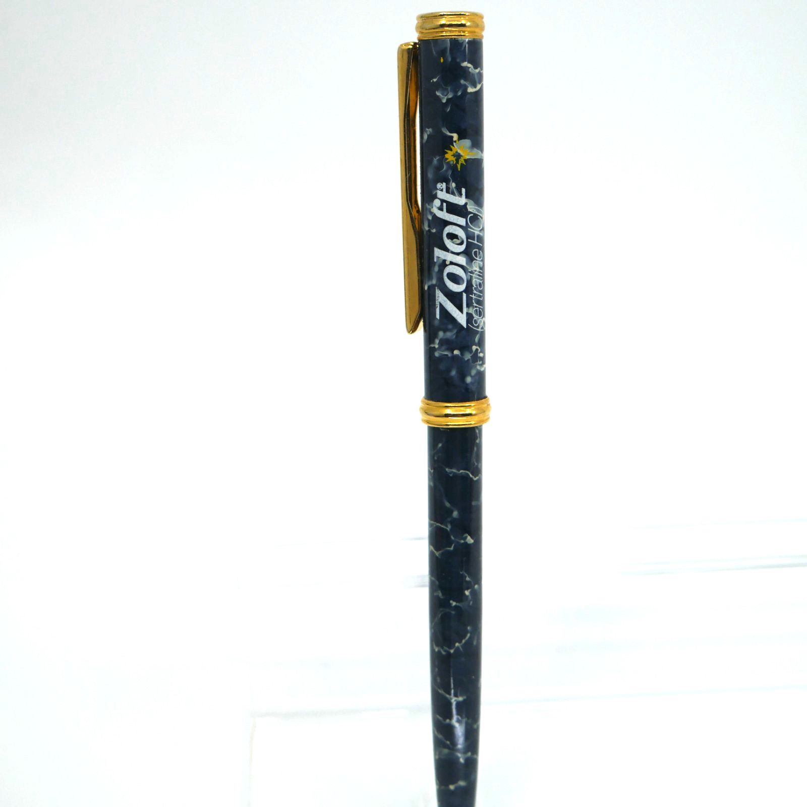 ZOLOFT Drug Rep Pharmaceutical Advertising Pen Metal blue green marbled design