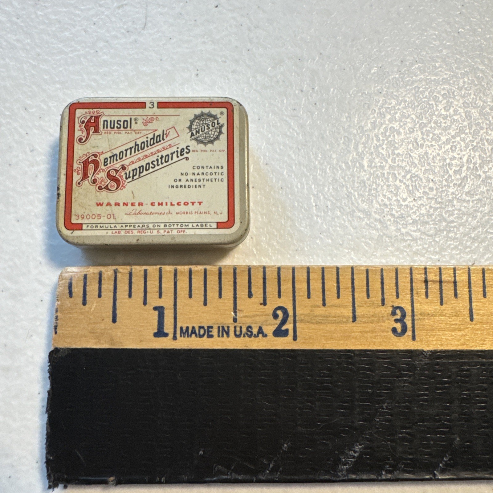 Vintage Anusol Hemorrhoidal Suppositories Laboratories Div. Medicine Tin