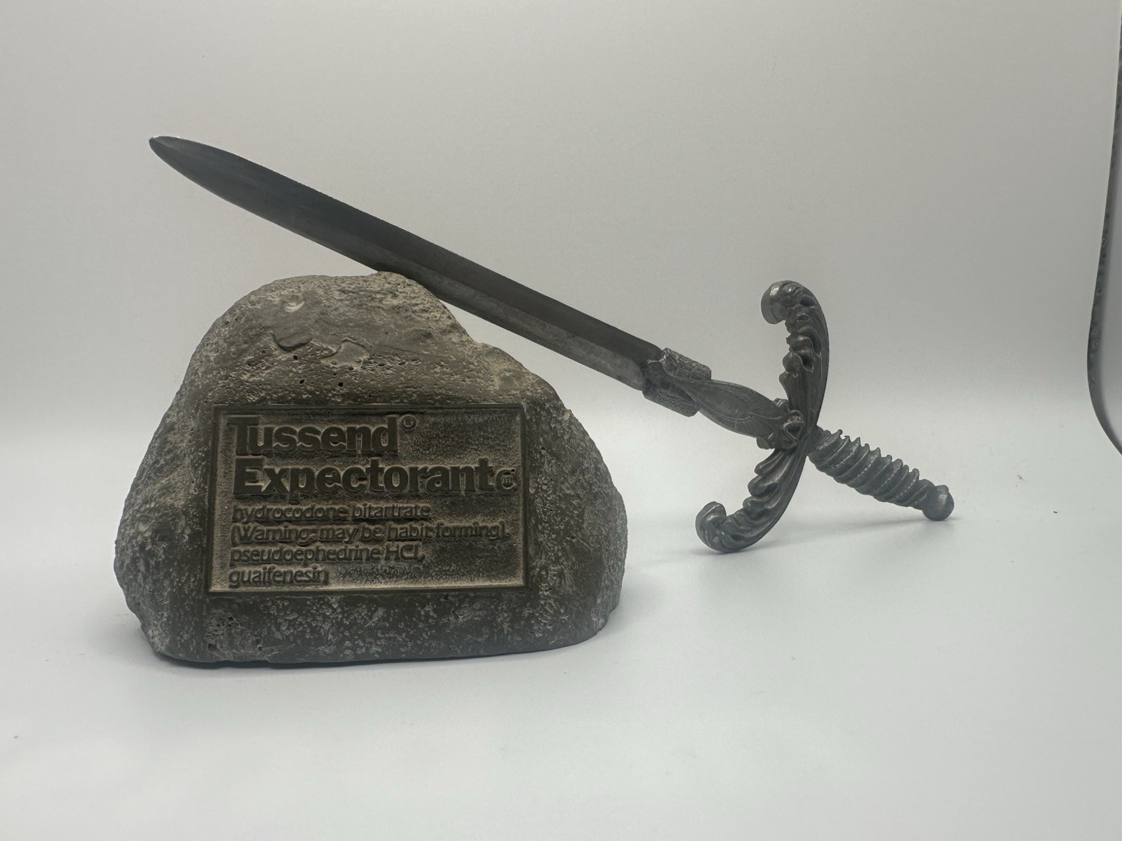 Vintage Tussend Expectorant Excalibur Advertising Sword Stone Pharmaceutical