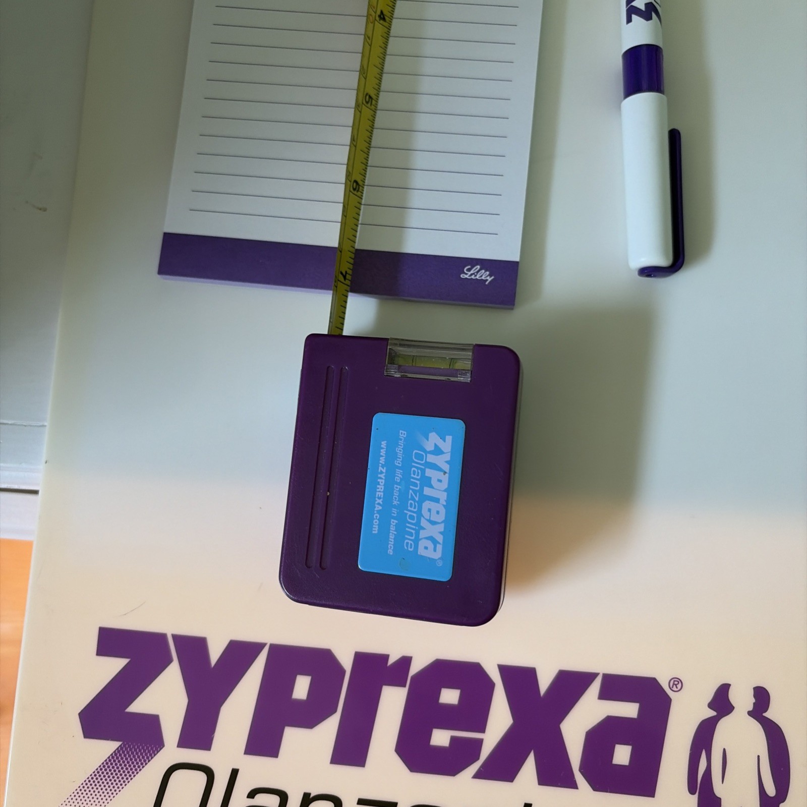 VERY RARE 90s collectible Zyprexa Drug Rep clip board, highlighter, tape measure